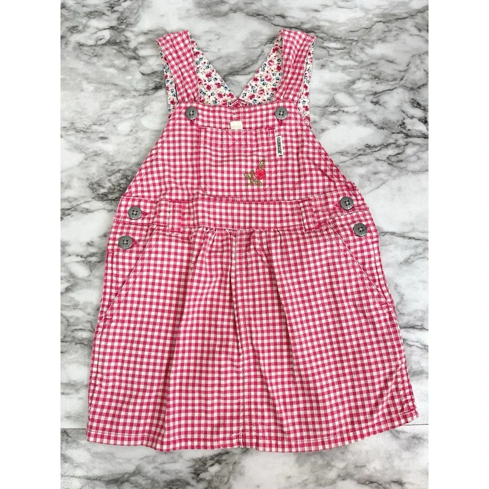 Vintage Oshkosh Girls Picnic Overall Dress Size 2T Vestbak 90's Cottage Core